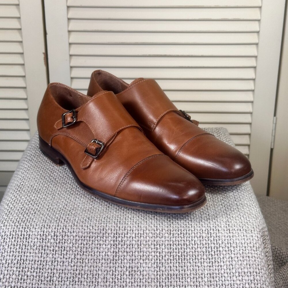 Toecap Combatant Gentleman Brown Monk Strap Loafers Shoes Business Formal Size 8